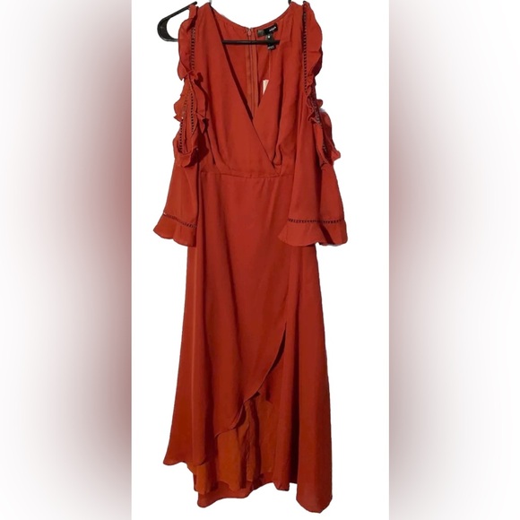 NWT - Aqua Cold Shoulder Dress High-Low Hem Rust Color Size XS RTL $88 - Picture 5 of 6
